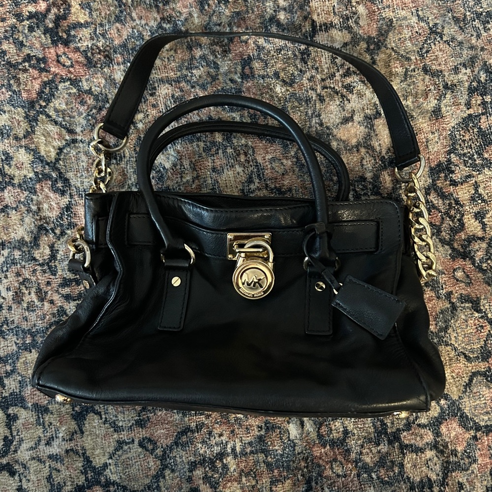 Michael Kors 2010s Black Leather Hamilton Satchel
